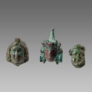 Lot of 3 Ancient Roman Bronze Face Applique c.2nd/4th cent AD. 