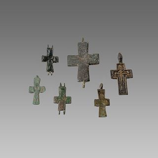 Lot of 6 Ancient Byzantine Bronze Crosses c.6th/10th cent AD.