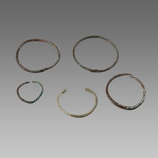 Lot of 5 Ancient Roman Bronze Bracelets c.2nd/4th cent AD. 