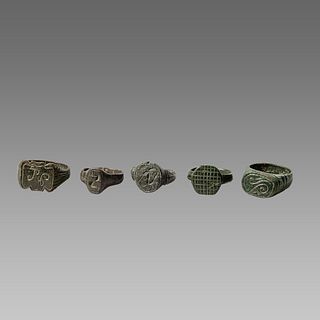 Lot of 5 Ancient Roman Bronze Rings c.2nd century AD. 