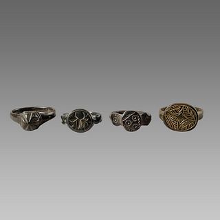 Lot of 4 Ancient Roman Bronze Rings c.2nd century AD. 