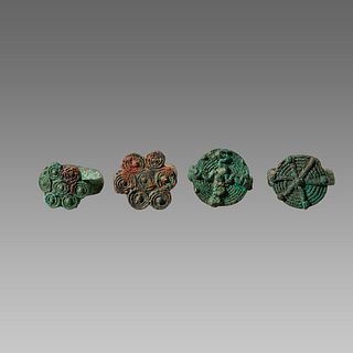 Lot of 4 Ancient Baktrian Bronze Rings c.2nd century BC. 