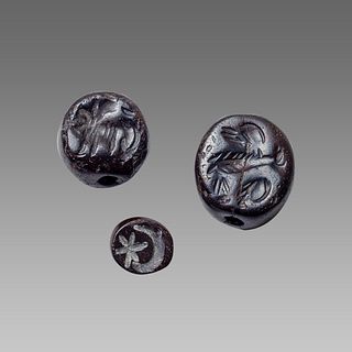 Lot of 3 Ancient Sasanian hematite Seals c.5th century AD. 