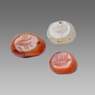 Lot of 3 Ancient Sasanian Agate Seals c.5th century AD.