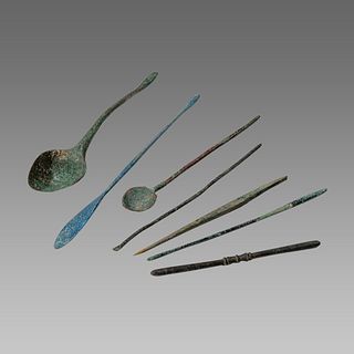 Lot of 7 Ancient Roman Bronze Medical Instruments c.2nd/4th cent AD. 