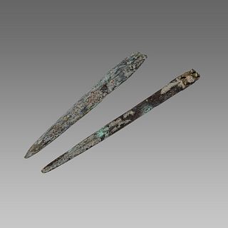 Lot of 2 Luristan Bronze Spear Points c.1000 BC. 