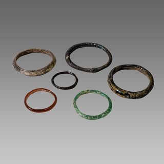 Lot of 6 Ancient Roman Glass Bracelets c.2nd century AD. 
