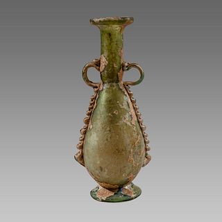Ancient Roman Footed Twin handled Glass Bottle c.2nd century AD. 