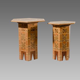 Lot of 2 Middle Eastern Wood Tables Syria, Morrish. 