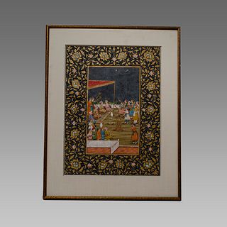 Indo Persian Miniature manuscript page. 