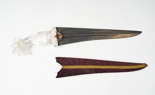 A fine floral crystal hilt Mughal dagger with wootz blade . probably 19th century 15 inch