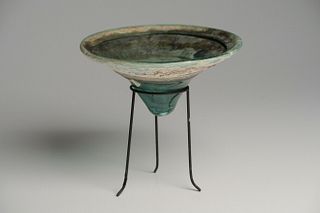 Ancient Byzantine Blue-Green Glass Lamp Ca. 5th-10th century A.D.