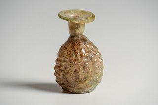 Ancient Roman Glass Janus Head Flask Ca. 1st-2nd century A.D. 