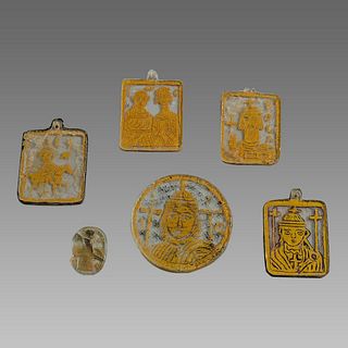 Lot of Byzantine Style Glass Icons with Saints. 