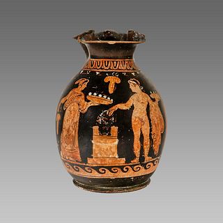 Ancient Greek Apulian Red-figured Trefoil Chous (Jug) c. 350 B.C. 