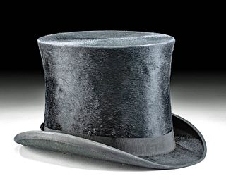 19th C. British Black Silk Top Hat - Vickery & Co.