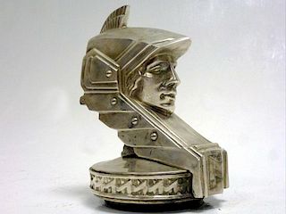 An impressive Minerva Goddess Head mascot for the eight cylinder AL-series Minerva cars of the late