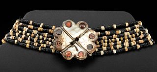 Necklace w/ Moche Beads, Mother-of-Pearl Flower