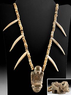 Necklace w/ Pre-Columbian Beads,  Zoomorphic Pendant
