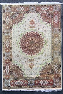 A Persian Tabriz Silk & Wool Rug, HEYDAR ZADEH Signed