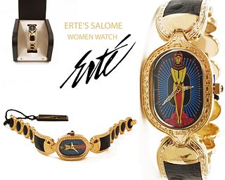 Salome, House of ERTE 18K Gold Plated Bracelet Watch