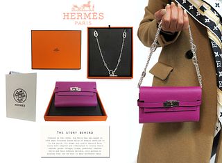 A Hermes Kelly Bag with Sterling Silver Strap