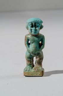 Ancient Egyptian Faience Dwarf Pataikos Amulet c.664-525 BC. 