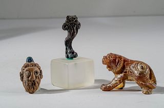 Lot of Roman And Phonecian Style Lion, Face Bead. 