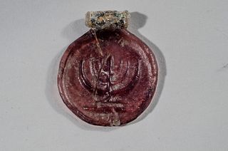 Roman Style Glass Menorha amulet. 
