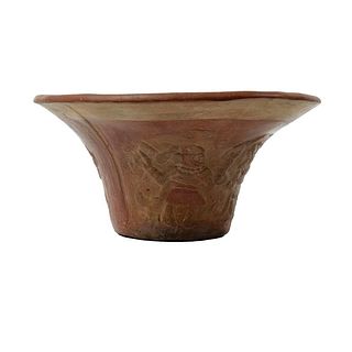 Ancient Pre Columbian Moche Pedistal bowl floreo Peru c.400-700 AD. 