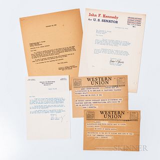 Five Documents Relating to Congressman John F. Kennedy's 1952 Senatorial Campaign