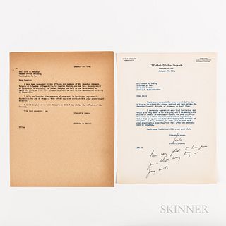 Kennedy, John F. (1917-1963) Typed Letter Signed to Richard S. Kelley, 27 January 1954