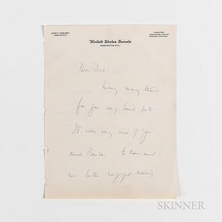 Kennedy, John F. (1917-1963) Autograph Letter Signed to Dick [Richard S. Kelley], September 1954