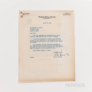 Two John F. Kennedy (1917-1963) Signed Documents Regarding an Immigration Case, 1954