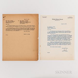 Kennedy, John F. (1917-1963) Typed Letter Signed to Richard S. Kelley, 26 March 1954