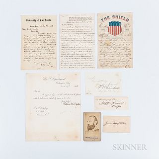Davis, Jefferson (1808-1889), Sheridan, Philip (1831-1888), and Longstreet, James (1821-1904) Signed Cards, a Carte-de-visite of Stonewall Jackson (18