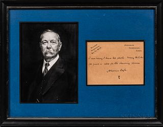 Doyle, Arthur Conan (1859-1930) Framed Note