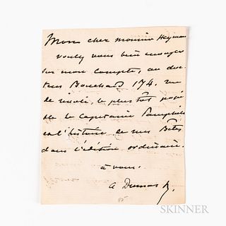 Dumas, Alexandre fils (1824-1895) Autograph Note Signed