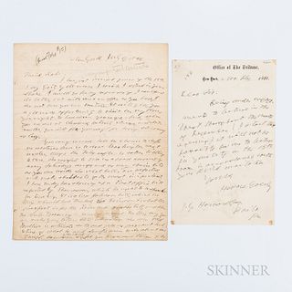 Greeley, Horace (1811-1872) Two Autograph Letters Signed