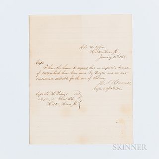 Hascall, H.A., Autograph Letter Signed, 14 January 1862
