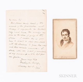 Irving, Washington (1783-1859) Autograph Letter Signed and Carte-de-visite Photograph