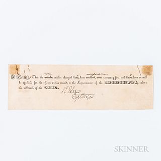 Lee, Robert E. (1807-1870) Document Signed, c. 1840