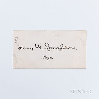 Longfellow, Henry Wadsworth (1807-1882) Signed Card, 1874