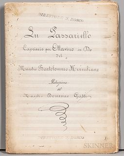 Merculiano, Bartolomeo, Manuscript Music Score,