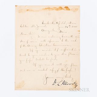 Moody, Dwight Lyman (1837-1899) Letter Signed, East Northfield, Massachusetts, 14 June 1898