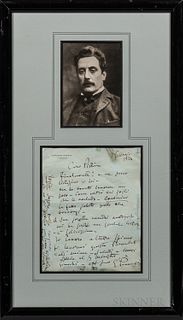 Puccini, Giacomo (1858-1924) Autograph Letter Signed, 1 February 1924