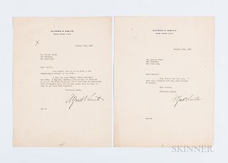 Smith, Alfred E. (1873-1944) Two Typed Letters Signed to Walter Scott, 1930
