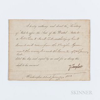 Taylor, Zachary (1784-1850) Document Signed, Washington, DC, 22 January 1850