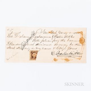 Vanderbilt, Cornelius (1794-1877) Signed Note, New York, New York, 1 May 1868
