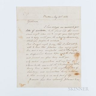 Webster, Daniel (1782-1852) Autograph Letter Signed, Boston, Massachusetts, 21 May 1835